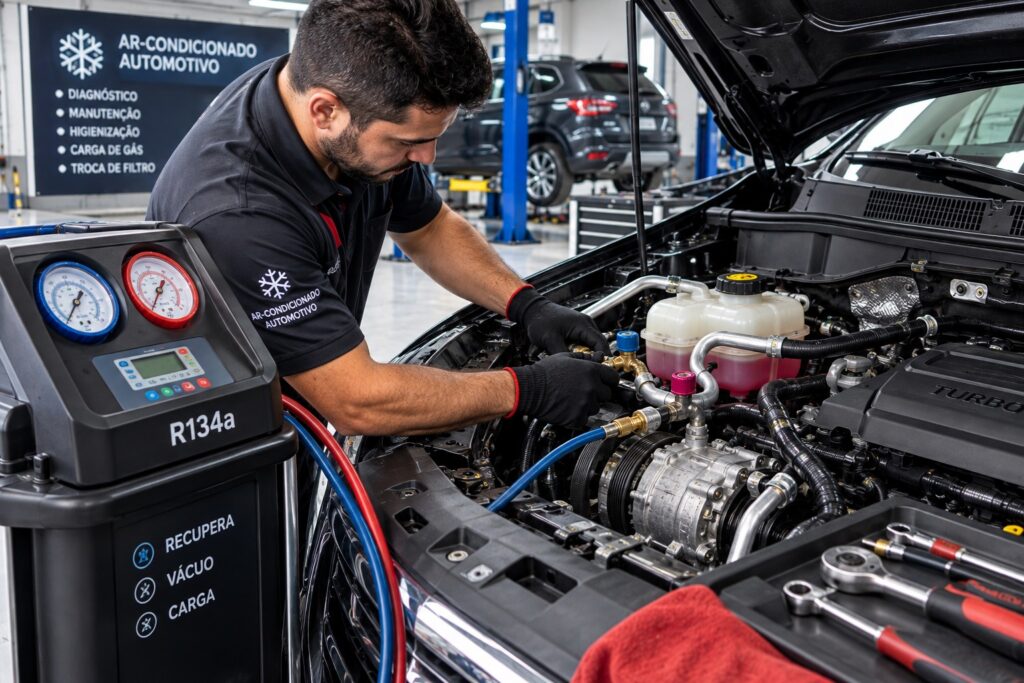 Manutenção do sistema de ar-condicionado automotivo