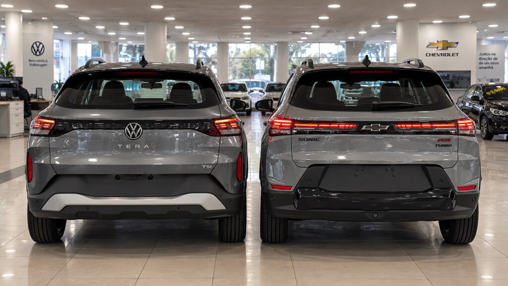Traseira do Chevrolet Sonic RS e Volkswagen Tera High