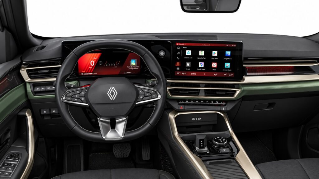 Interior da Renault Niagara 2027 com painel digital e multimídia