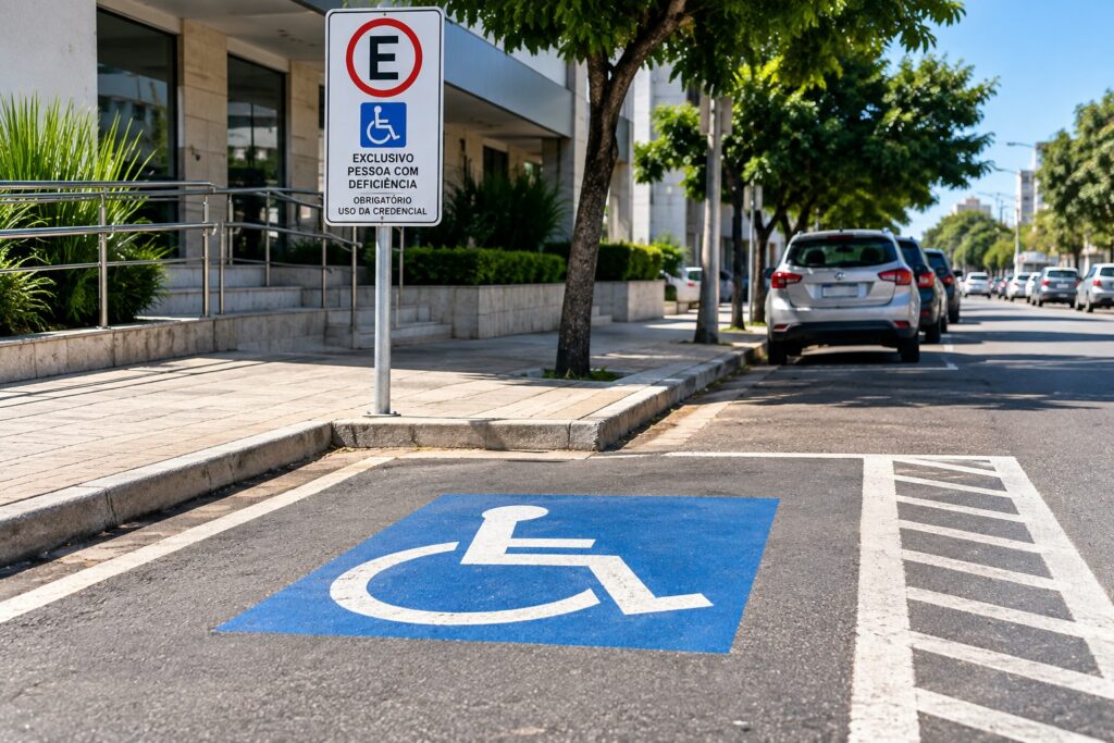 Vaga reservada para pessoa com deficiência em via urbana